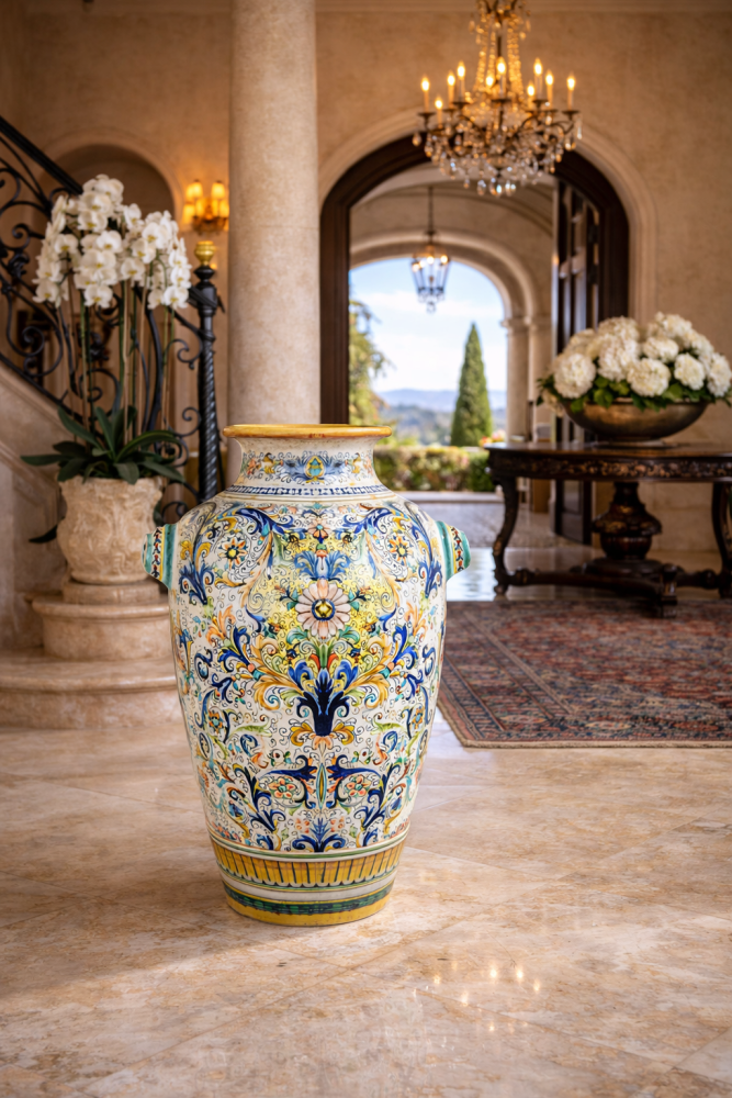 Grand vase de sol en céramique de Deruta 90cm